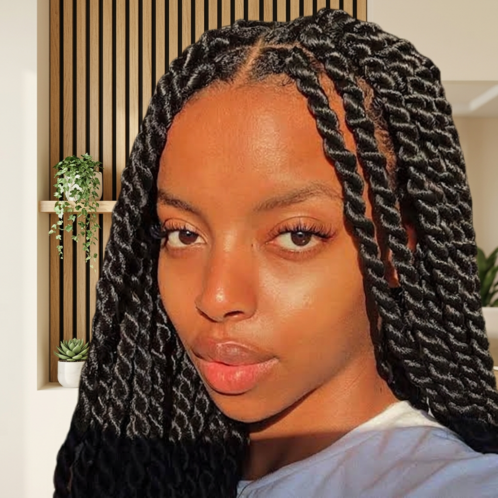 Client wearing medium regular Senegalese twists